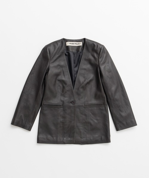 PRANK PROJECT(プランクプロジェクト)の「【2026Autumn Pre-Order】ノーカラーシングルラムレザージャケット / No-Collar Single Lamb Leather Jacket(その他アウター・レディース・ブラウン/ブラック・FREE)」の2枚目の写真