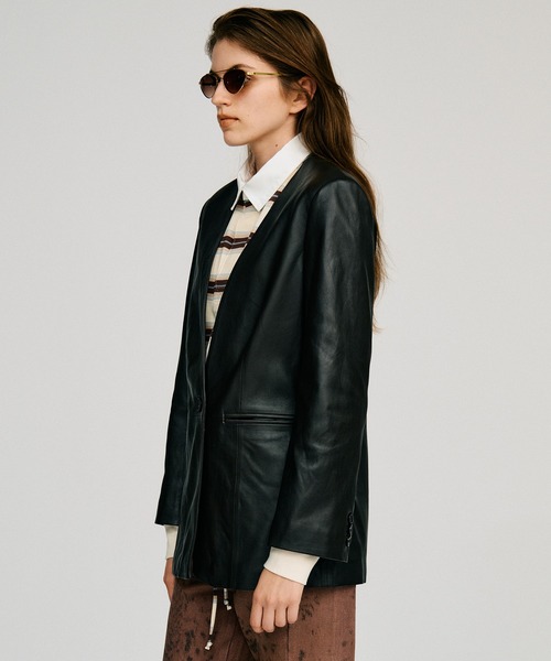 PRANK PROJECT(プランクプロジェクト)の「【2026Autumn Pre-Order】ノーカラーシングルラムレザージャケット / No-Collar Single Lamb Leather Jacket(その他アウター・レディース・ブラウン/ブラック・FREE)」の6枚目の写真