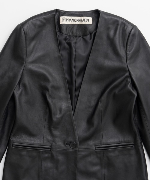 PRANK PROJECT(プランクプロジェクト)の「【2026Autumn Pre-Order】ノーカラーシングルラムレザージャケット / No-Collar Single Lamb Leather Jacket(その他アウター・レディース・ブラウン/ブラック・FREE)」の12枚目の写真