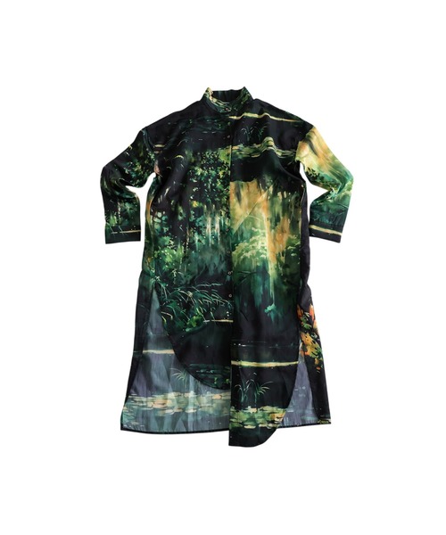antiqua(アンティカ)の「アート柄 ロング シャツワンピース(シャツワンピース・レディース・グリーン系その他・ONESIZE)」の12枚目の写真