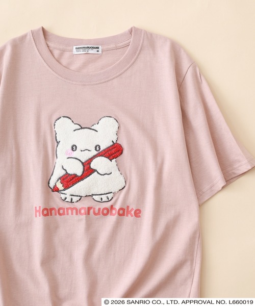 sanrio(サンリオ)の「はなまるおばけ サガラ刺繍 天竺半袖Tシャツ(Tシャツ/カットソー・レディース・チャコール/ピンクベージュ/オートミール・M/LL/L)」の3枚目の写真