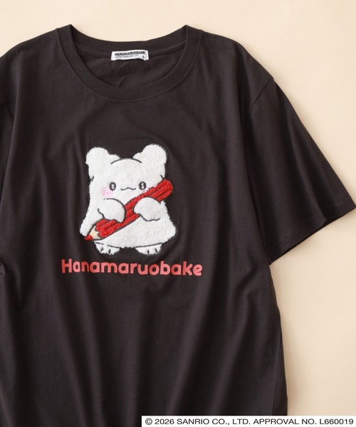 sanrio(サンリオ)の「はなまるおばけ サガラ刺繍 天竺半袖Tシャツ(Tシャツ/カットソー・レディース・チャコール/ピンクベージュ/オートミール・M/LL/L)」の2枚目の写真