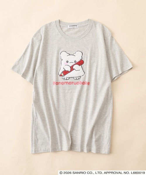 sanrio(サンリオ)の「はなまるおばけ サガラ刺繍 天竺半袖Tシャツ(Tシャツ/カットソー・レディース・チャコール/ピンクベージュ/オートミール・M/LL/L)」の6枚目の写真