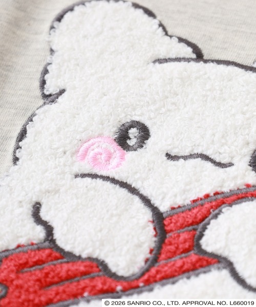 sanrio(サンリオ)の「はなまるおばけ サガラ刺繍 天竺半袖Tシャツ(Tシャツ/カットソー・レディース・チャコール/ピンクベージュ/オートミール・M/LL/L)」の9枚目の写真