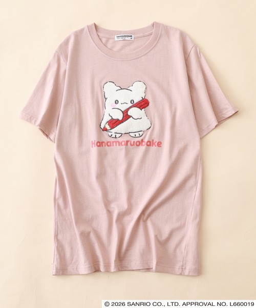sanrio(サンリオ)の「はなまるおばけ サガラ刺繍 天竺半袖Tシャツ(Tシャツ/カットソー・レディース・チャコール/ピンクベージュ/オートミール・M/LL/L)」の5枚目の写真
