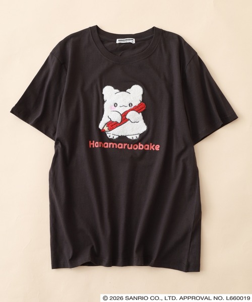 sanrio(サンリオ)の「はなまるおばけ サガラ刺繍 天竺半袖Tシャツ(Tシャツ/カットソー・レディース・チャコール/ピンクベージュ/オートミール・M/LL/L)」の4枚目の写真