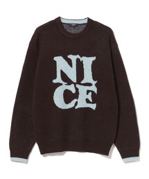 ロゴ ジャカード プルオーバー ニット
