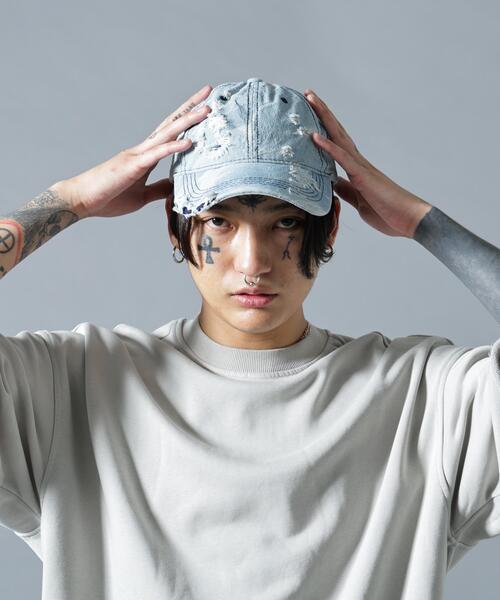 GARDEN TOKYO(ガーデントウキョウ)の「MAVYTH/メヴィス/CRASH DENIM CAP(キャップ・メンズ・ブラック/ブルー系その他3・F)」の2枚目の写真