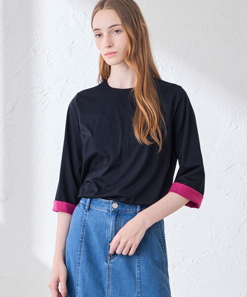 MACKINTOSH LONDON(マッキントッシュ ロンドン)の「カラーコンビネーショントップス(Tシャツ/カットソー・レディース・ネイビー/ベージュ/ピンク系その他2・38/40)」の3枚目の写真