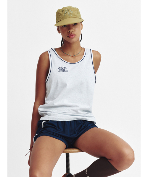 MENASOO(ミナス)の「Signature Double Binding Sleeveless Top_Melange(Tシャツ/カットソー・レディース・グレー・F)」の2枚目の写真