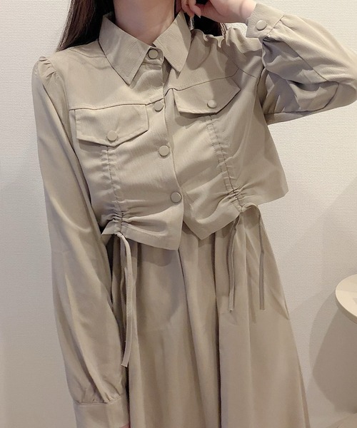 Nana(ナナ)の「シャーリングキャミワンピースセットアップ(セットアップ・レディース・ブラック/アイボリー・X-LARGE/LARGE/MEDIUM)」の3枚目の写真