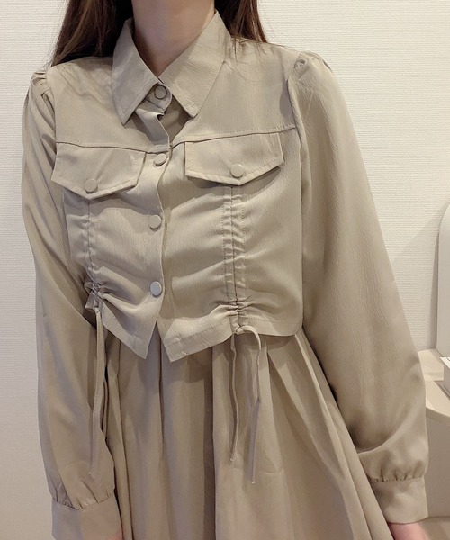 Nana(ナナ)の「シャーリングキャミワンピースセットアップ(セットアップ・レディース・ブラック/アイボリー・X-LARGE/LARGE/MEDIUM)」の6枚目の写真