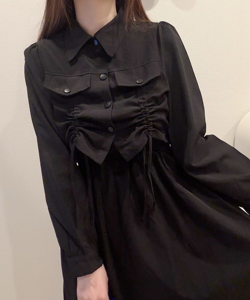 Nana(ナナ)の「シャーリングキャミワンピースセットアップ(セットアップ・レディース・ブラック/アイボリー・X-LARGE/LARGE/MEDIUM)」の11枚目の写真