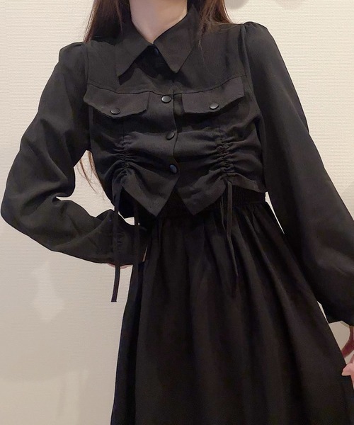 Nana(ナナ)の「シャーリングキャミワンピースセットアップ(セットアップ・レディース・ブラック/アイボリー・X-LARGE/LARGE/MEDIUM)」の12枚目の写真