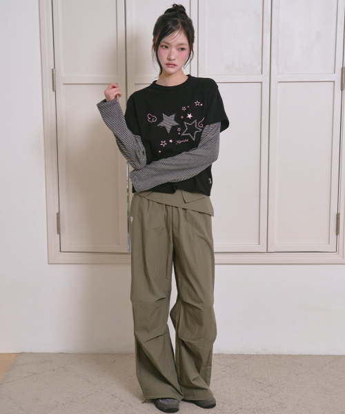 THE GREEN LAB（ザグリーンラボ）の「スタースタッドベルトパラシュートパンツ[ブラック]（スウェットパンツ・レディース・その他・FREE）」の10枚目の写真