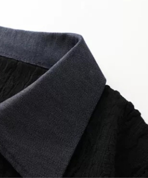 U:UME(ユーム)の「Emboss Polo Shirt(シャツ/ブラウス・メンズ・ブラック/ブルー/アイボリー・XX-LARGE/X-LARGE/MEDIUM/LARGE)」の4枚目の写真
