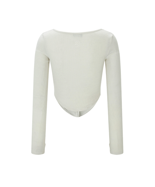 PLEASENOFOLLOW(プリーズノーフォロー)の「Kaya Button Shirring Long Sleeve Top (Ivory)(Tシャツ/カットソー・レディース・その他・FREE)」の3枚目の写真