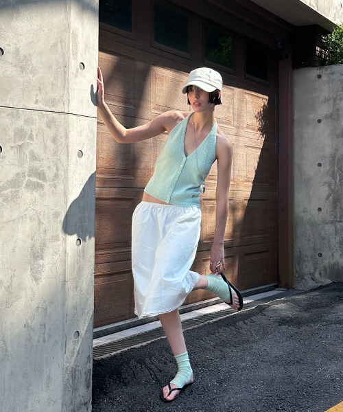 PLAC WOMEN（プレイス・ウィメン）の「コットンブレンドレースヘムスカートアイボリー（スカート・レディース・その他・O/S）」の2枚目の写真