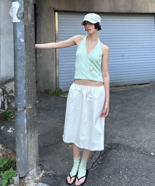 PLAC WOMEN（プレイス・ウィメン）の「コットンブレンドレースヘムスカートアイボリー（スカート・レディース・その他・O/S）」の3枚目の写真