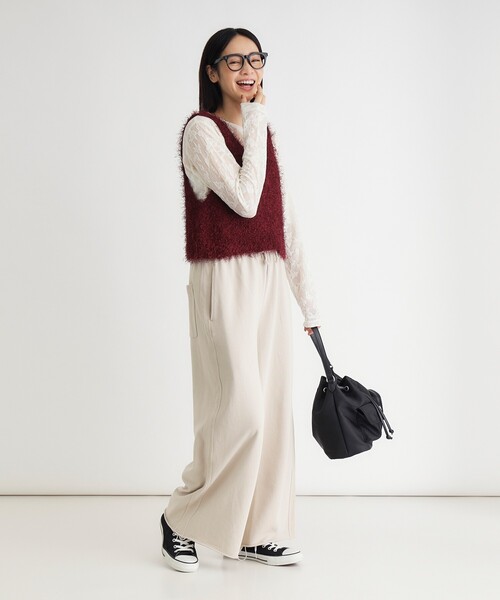 HONEYSUCKLE ROSE（ハニーサックルローズ）の「《体型カバー/ウエストゴム》アシッド加工ワイドパンツ（その他パンツ・レディース・ベージュ/ライトパープル/ブラック・03/05/04）」の20枚目の写真