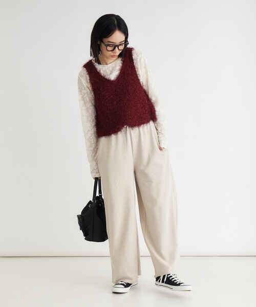 HONEYSUCKLE ROSE（ハニーサックルローズ）の「《体型カバー/ウエストゴム》アシッド加工ワイドパンツ（その他パンツ・レディース・ベージュ/ライトパープル/ブラック・03/05/04）」の21枚目の写真