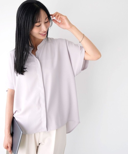 Ehre style(エーレスタイル)の「働く女性の毎日ブラウス きちんと見えが叶う(シャツ/ブラウス・レディース・ライトグレー/アイボリー/ネイビー・FREE)」の2枚目の写真