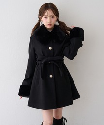 フェイクファー付2wayミドルコート