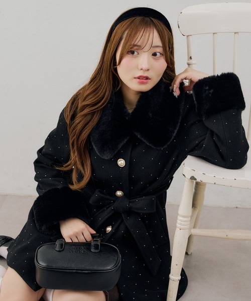 continuer de NICE CLAUP（コンティニューデナイスクラップ）の「フェイクファー付2wayミドルコート（その他アウター・レディース・チャコールグレー/ブラック/ベージュ/アイボリー/その他1/ブラック系その他・FREE）」の8枚目の写真
