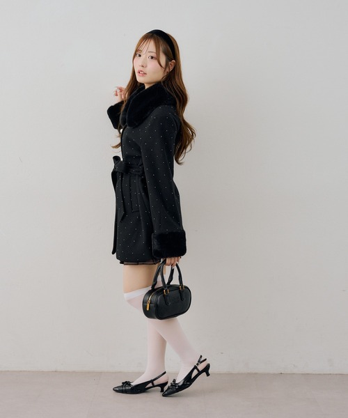 continuer de NICE CLAUP（コンティニューデナイスクラップ）の「フェイクファー付2wayミドルコート（その他アウター・レディース・チャコールグレー/ブラック/ベージュ/アイボリー/その他1/ブラック系その他・FREE）」の11枚目の写真