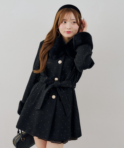 continuer de NICE CLAUP（コンティニューデナイスクラップ）の「フェイクファー付2wayミドルコート（その他アウター・レディース・チャコールグレー/ブラック/ベージュ/アイボリー/その他1/ブラック系その他・FREE）」の9枚目の写真