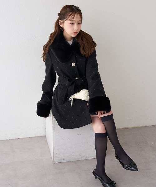 continuer de NICE CLAUP（コンティニューデナイスクラップ）の「フェイクファー付2wayミドルコート（その他アウター・レディース・チャコールグレー/ブラック/ベージュ/アイボリー/その他1/ブラック系その他・FREE）」の21枚目の写真