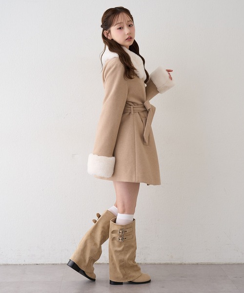 continuer de NICE CLAUP（コンティニューデナイスクラップ）の「フェイクファー付2wayミドルコート（その他アウター・レディース・チャコールグレー/ブラック/ベージュ/アイボリー/その他1/ブラック系その他・FREE）」の16枚目の写真