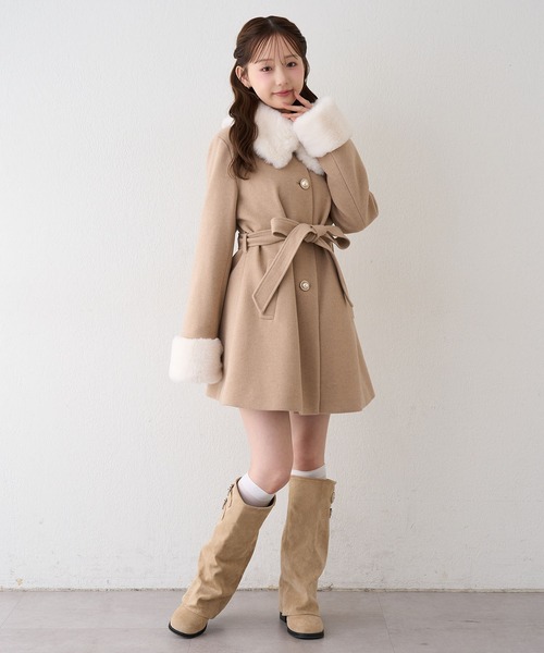 continuer de NICE CLAUP（コンティニューデナイスクラップ）の「フェイクファー付2wayミドルコート（その他アウター・レディース・チャコールグレー/ブラック/ベージュ/アイボリー/その他1/ブラック系その他・FREE）」の17枚目の写真