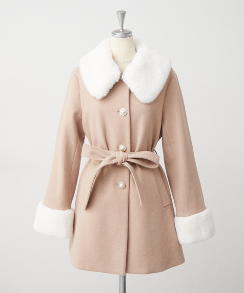 continuer de NICE CLAUP（コンティニューデナイスクラップ）の「フェイクファー付2wayミドルコート（その他アウター・レディース・チャコールグレー/ブラック/ベージュ/アイボリー/その他1/ブラック系その他・FREE）」の19枚目の写真