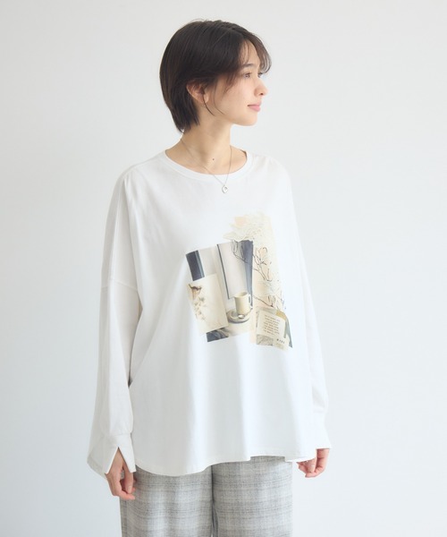 KATHARINE ROSS(キャサリンロス)の「ドルマンスリーブTシャツ/アフタヌーンティードルマンスリーブTシャツ(Tシャツ/カットソー・レディース・オフホワイト/チャコールグレー・FREE)」の2枚目の写真