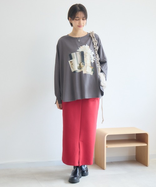 KATHARINE ROSS(キャサリンロス)の「ドルマンスリーブTシャツ/アフタヌーンティードルマンスリーブTシャツ(Tシャツ/カットソー・レディース・オフホワイト/チャコールグレー・FREE)」の19枚目の写真