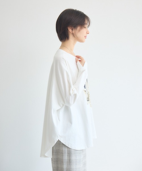 KATHARINE ROSS(キャサリンロス)の「ドルマンスリーブTシャツ/アフタヌーンティードルマンスリーブTシャツ(Tシャツ/カットソー・レディース・オフホワイト/チャコールグレー・FREE)」の7枚目の写真