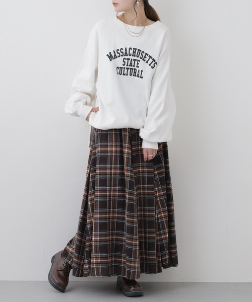 EGLANTINE(エグランティーヌ)の「EGLANTINE セットアップ対応 チェックスカート(スカート・レディース・キナリ/ブラウン・38)」の15枚目の写真