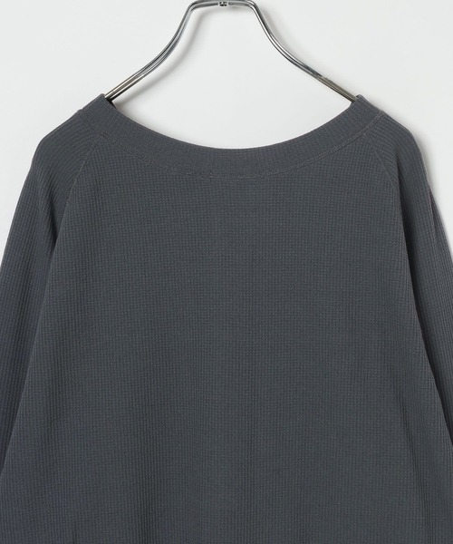 BAYFLOW（ベイフロー）の「[セットアップ着用可能]シアーワッフルヘンリーロングスリーブT（Tシャツ/カットソー・レディース・ボルドー/チャコール/ダークブラウン・FREE）」の9枚目の写真