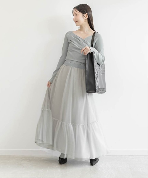 RANDA（ランダ）の「ドレープニットドッキングワンピース（ワンピース・レディース・ブルー/ブラック/アイボリー・1/0）」の21枚目の写真