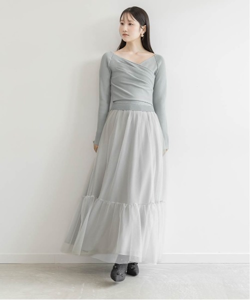 RANDA（ランダ）の「ドレープニットドッキングワンピース（ワンピース・レディース・ブルー/ブラック/アイボリー・1/0）」の20枚目の写真