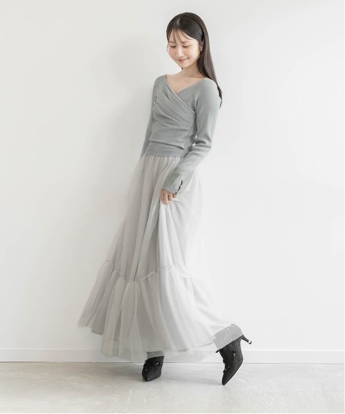 RANDA（ランダ）の「ドレープニットドッキングワンピース（ワンピース・レディース・ブルー/ブラック/アイボリー・1/0）」の18枚目の写真
