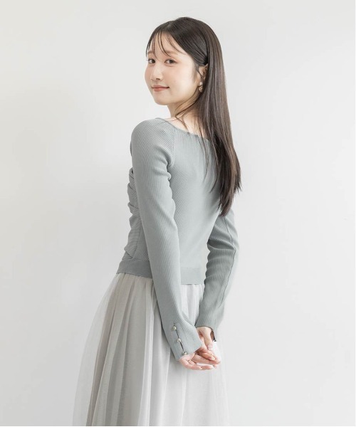 RANDA（ランダ）の「ドレープニットドッキングワンピース（ワンピース・レディース・ブルー/ブラック/アイボリー・1/0）」の17枚目の写真