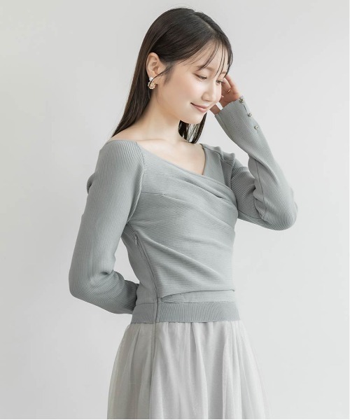 RANDA（ランダ）の「ドレープニットドッキングワンピース（ワンピース・レディース・ブルー/ブラック/アイボリー・1/0）」の16枚目の写真