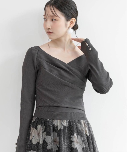 RANDA（ランダ）の「ドレープニットドッキングワンピース（ワンピース・レディース・ブルー/ブラック/アイボリー・1/0）」の10枚目の写真