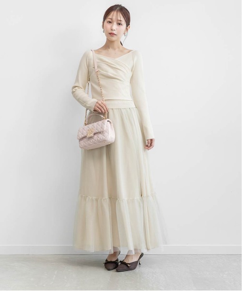 RANDA（ランダ）の「ドレープニットドッキングワンピース（ワンピース・レディース・ブルー/ブラック/アイボリー・1/0）」の9枚目の写真