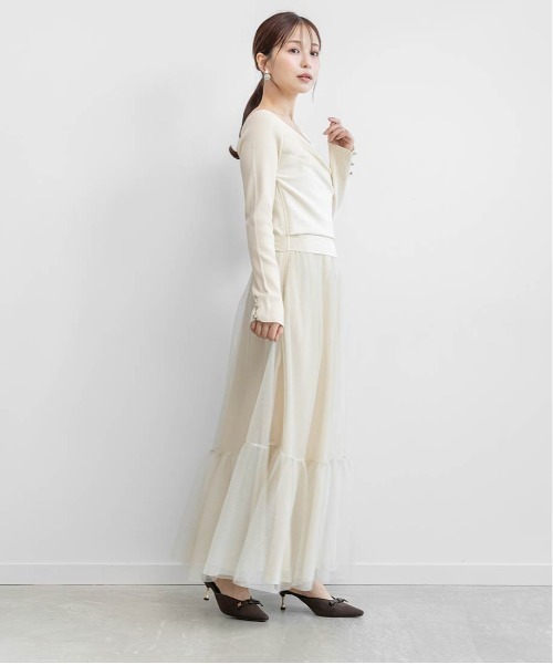 RANDA（ランダ）の「ドレープニットドッキングワンピース（ワンピース・レディース・ブルー/ブラック/アイボリー・1/0）」の8枚目の写真
