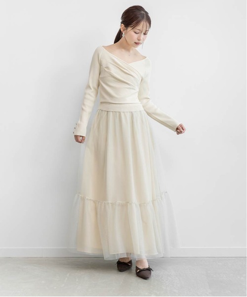RANDA（ランダ）の「ドレープニットドッキングワンピース（ワンピース・レディース・ブルー/ブラック/アイボリー・1/0）」の6枚目の写真