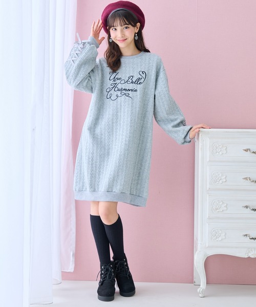 ロゴジャガードワンピース ワンピース 長袖 トレーナー スウェット