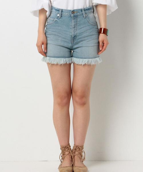 Another Edition（アナザーエディション）の「フリンジデニムショートパンツ/AEBC フリンジDNM S/PT◆（デニムパンツ・レディース・ライトブルー/コバルトブルー・SMALL/MEDIUM）」の4枚目の写真